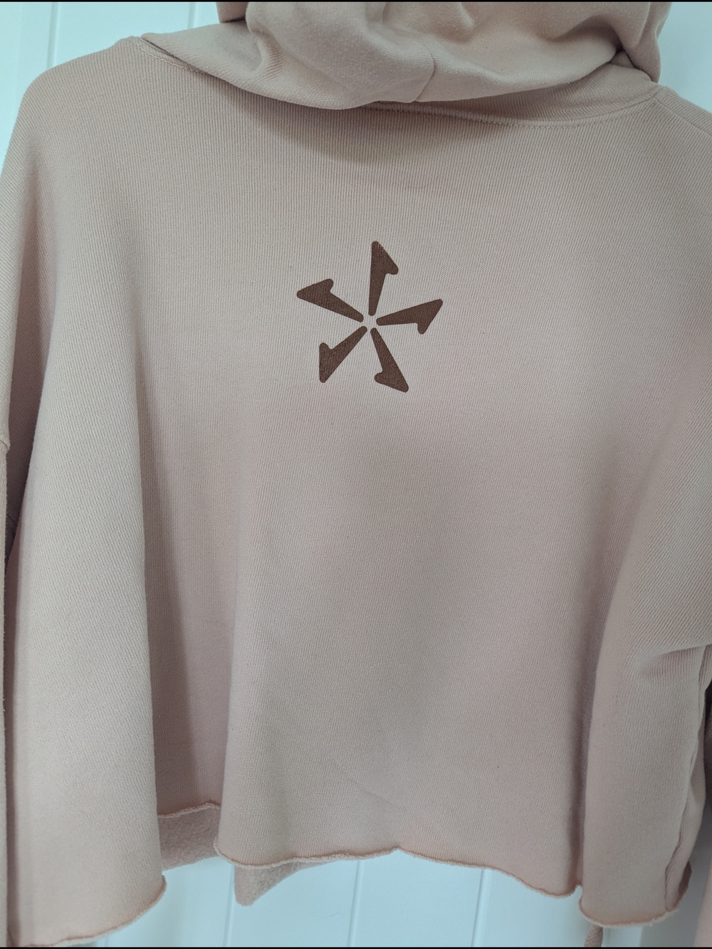 Cropped Dusty Rose Hoodie with Sun Graphic - Picture 4 of 4